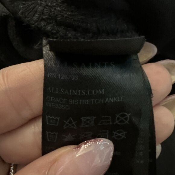 AllSaints Skinny Jeans Womens Size 26 Black Grace Ankle Fray - Picture 6 of 8